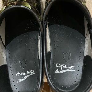 dansko black leather snake print